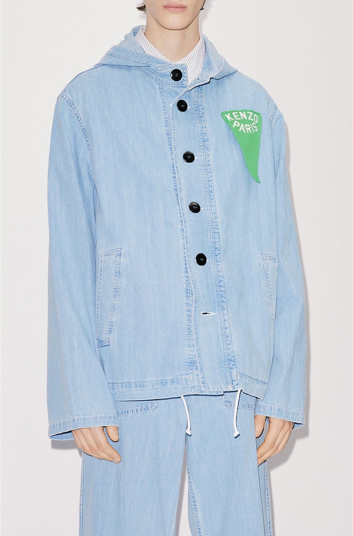 Kenzo Sailor Denim Parka - Stone Bleached Blue Denim