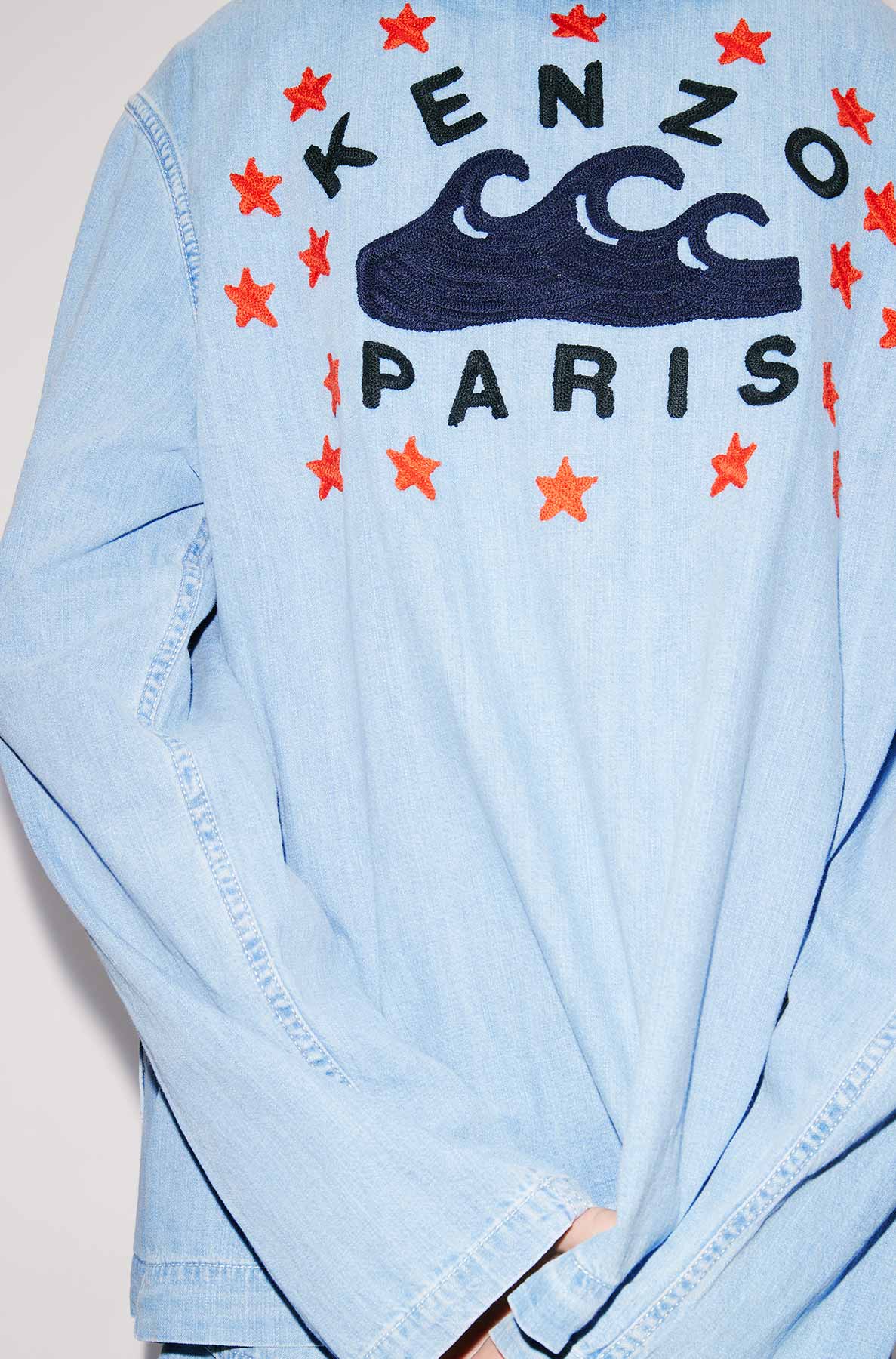 Kenzo Sailor Denim Parka - Stone Bleached Blue Denim
