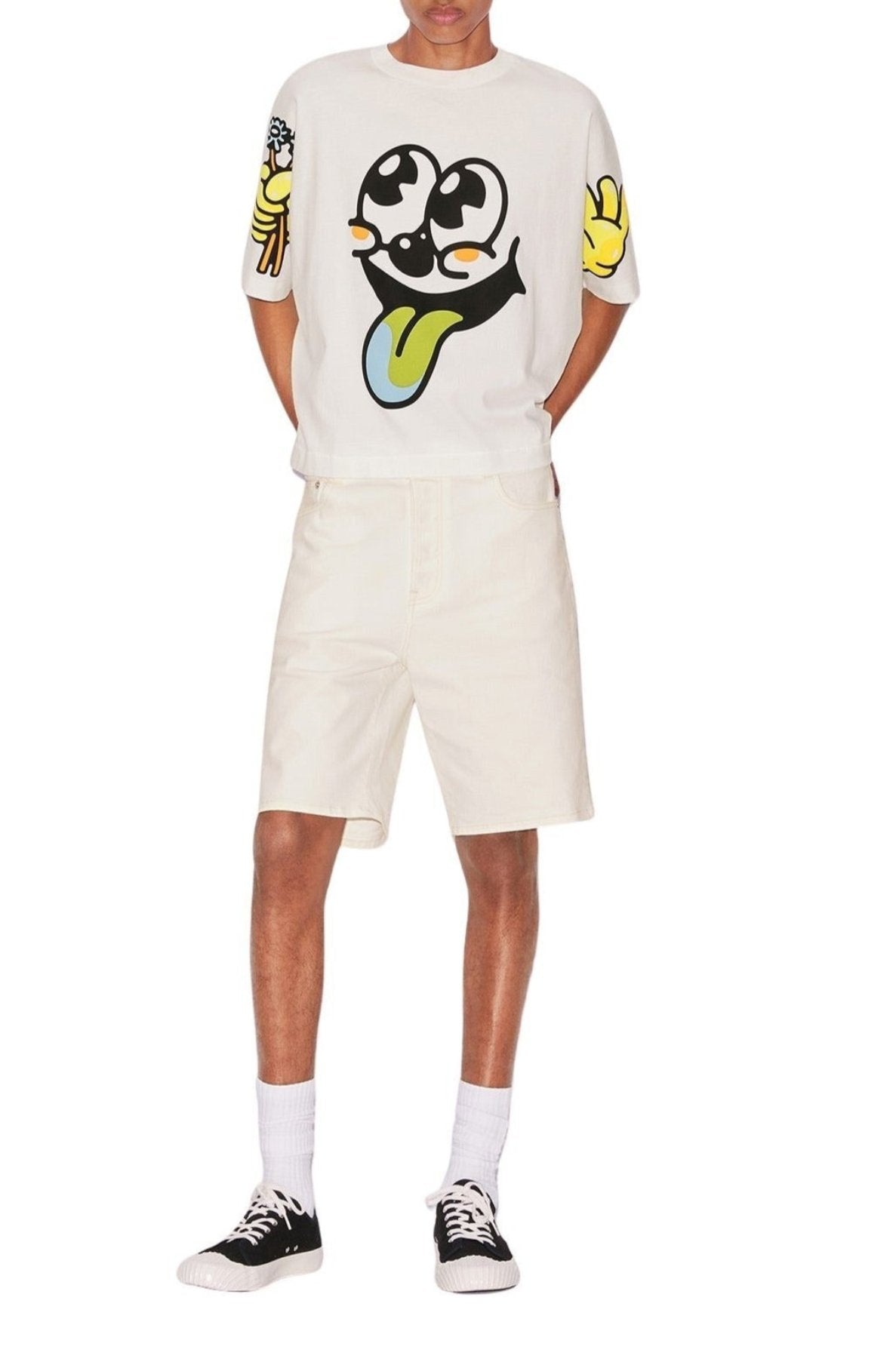 Himawari denim shorts - Bleached White