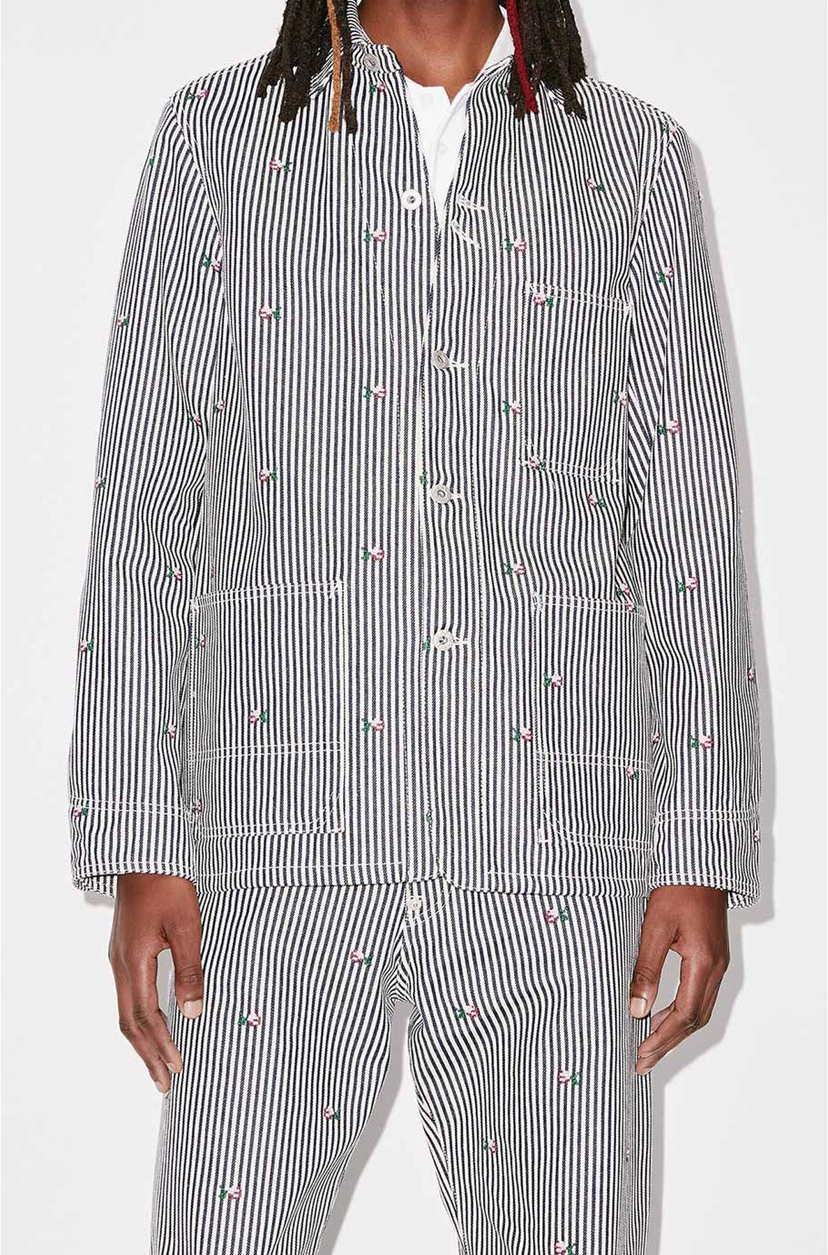 Kenzo Pixel Striped Denim Jacket - Rinse Blue