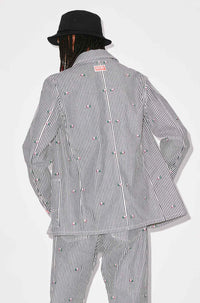 Kenzo Pixel Striped Denim Jacket - Rinse Blue