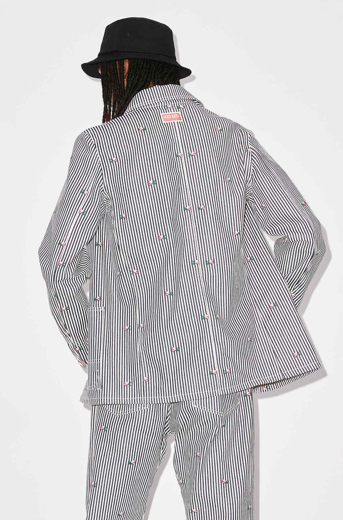 Kenzo Pixel Striped Denim Jacket - Rinse Blue