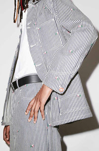 Kenzo Pixel Striped Denim Jacket - Rinse Blue