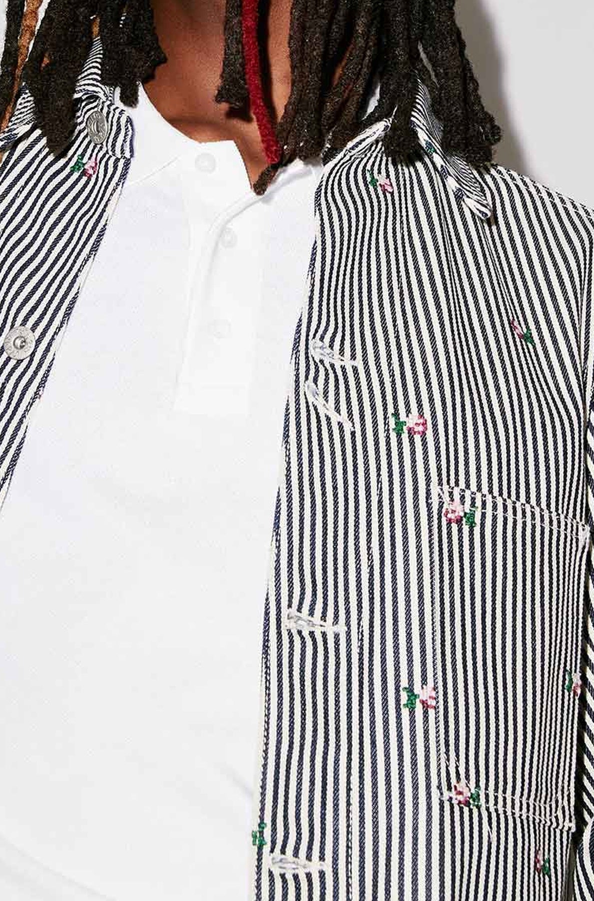 Kenzo Pixel Striped Denim Jacket - Rinse Blue
