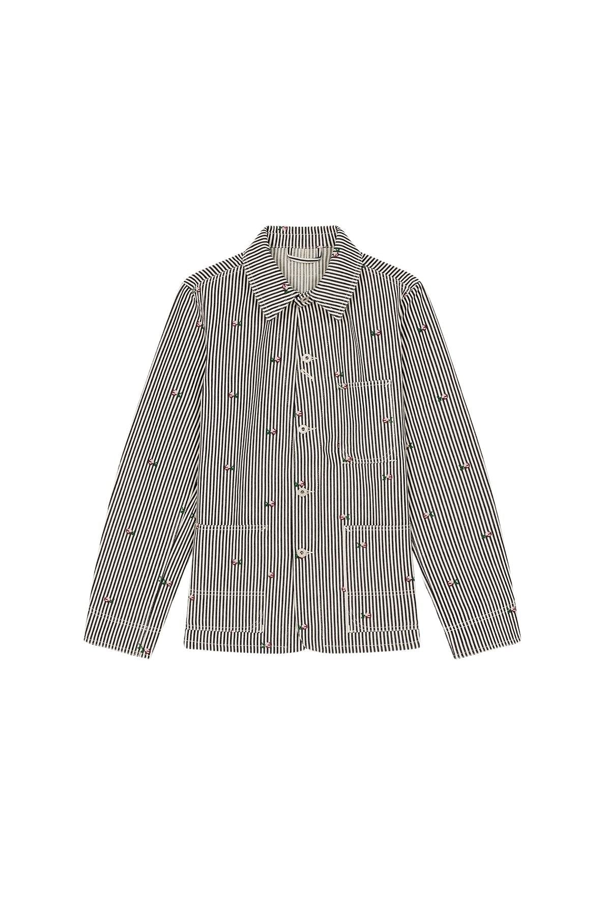 Kenzo Pixel Striped Denim Jacket - Rinse Blue