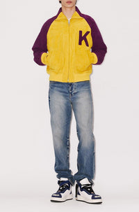 Veste varsity "Kenzo Éléphant" en cuir suédé - Golden Yellow