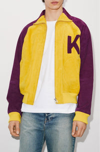 Veste varsity "Kenzo Éléphant" en cuir suédé - Golden Yellow