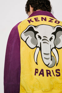 Veste varsity "Kenzo Éléphant" en cuir suédé - Golden Yellow