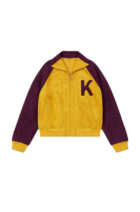 Veste varsity "Kenzo Éléphant" en cuir suédé - Golden Yellow
