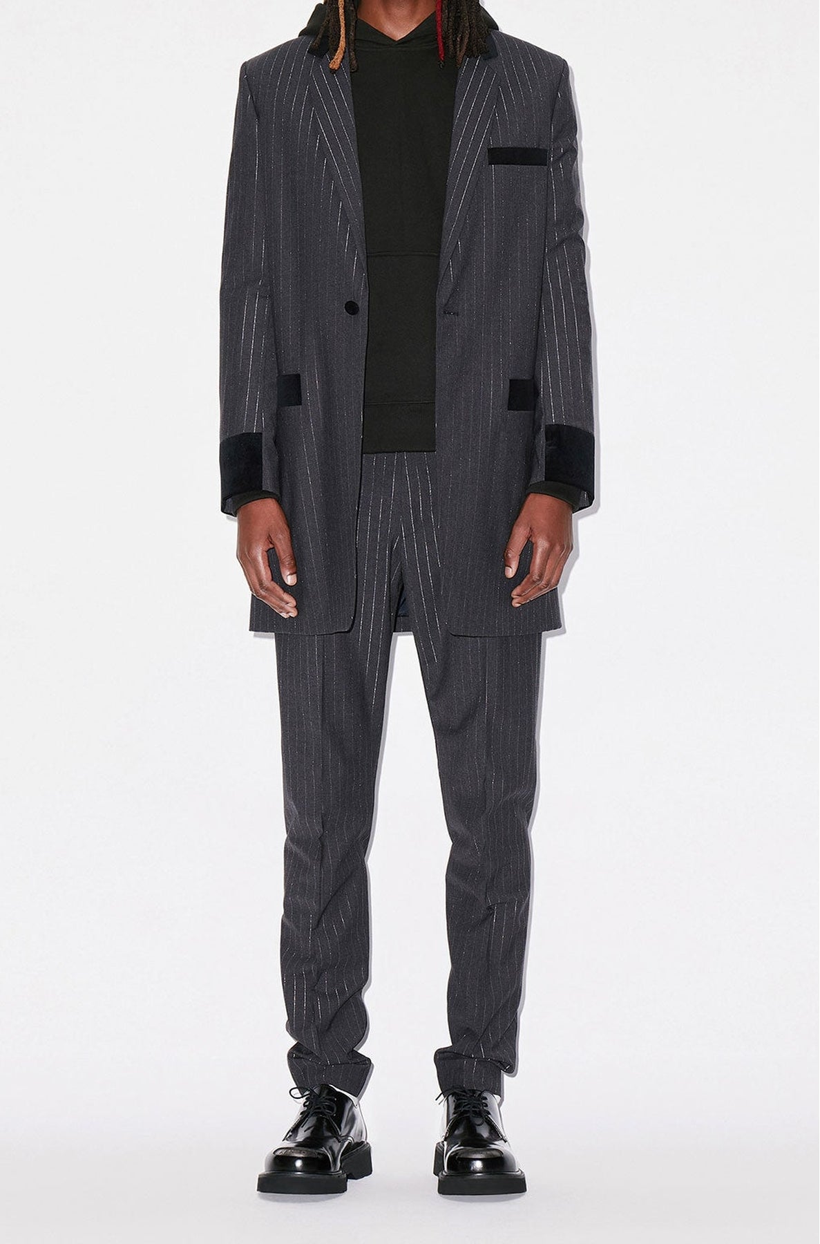 Pantalon de smoking à rayures en laine - Anthracite