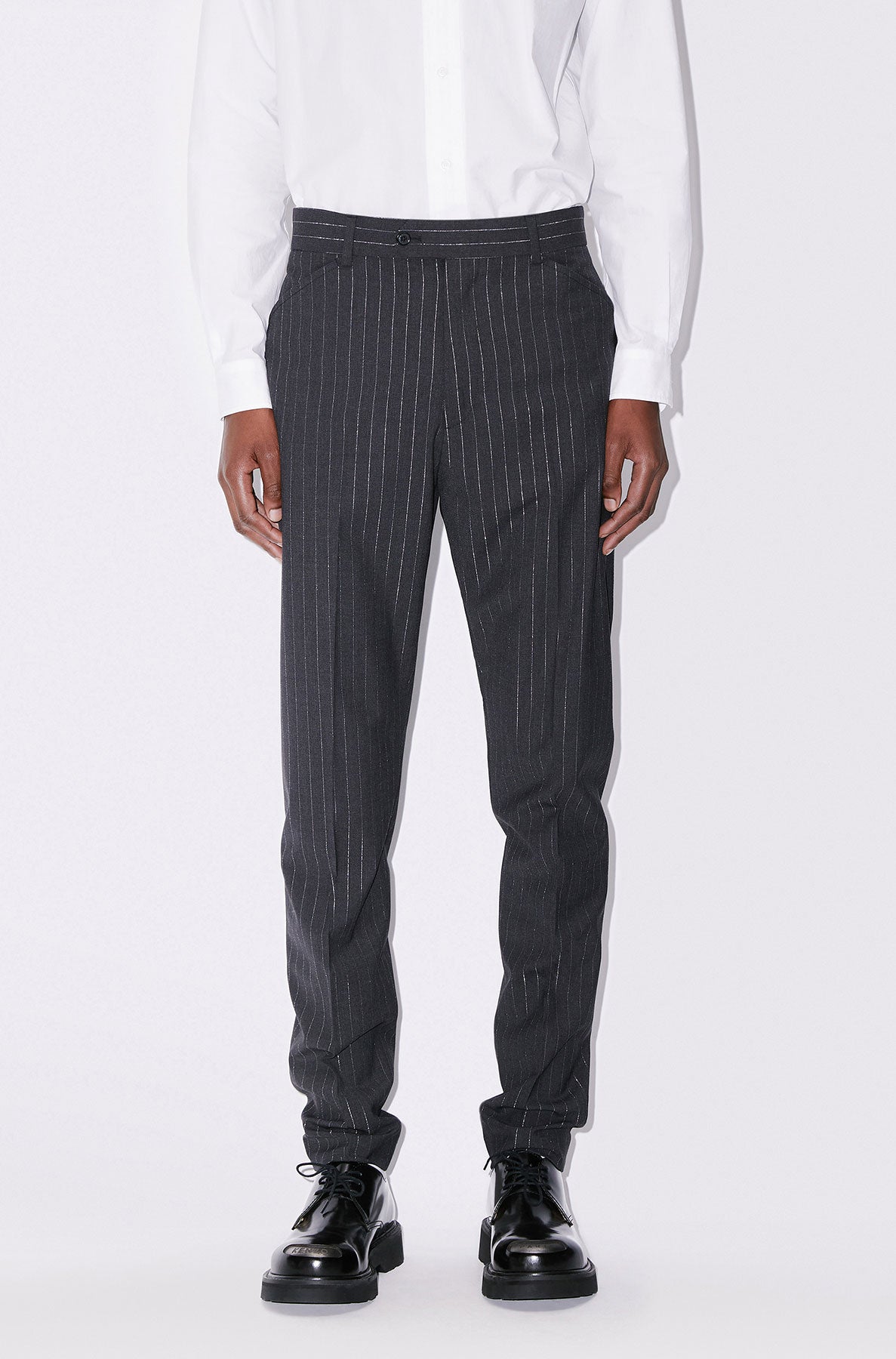 Pantalon de smoking à rayures en laine - Anthracite