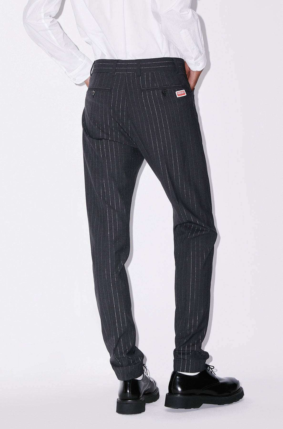 Pantalon de smoking à rayures en laine - Anthracite