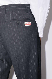 Pantalon de smoking à rayures en laine - Anthracite