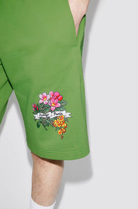 Short Aloha Flower Tattoo - Grass Green