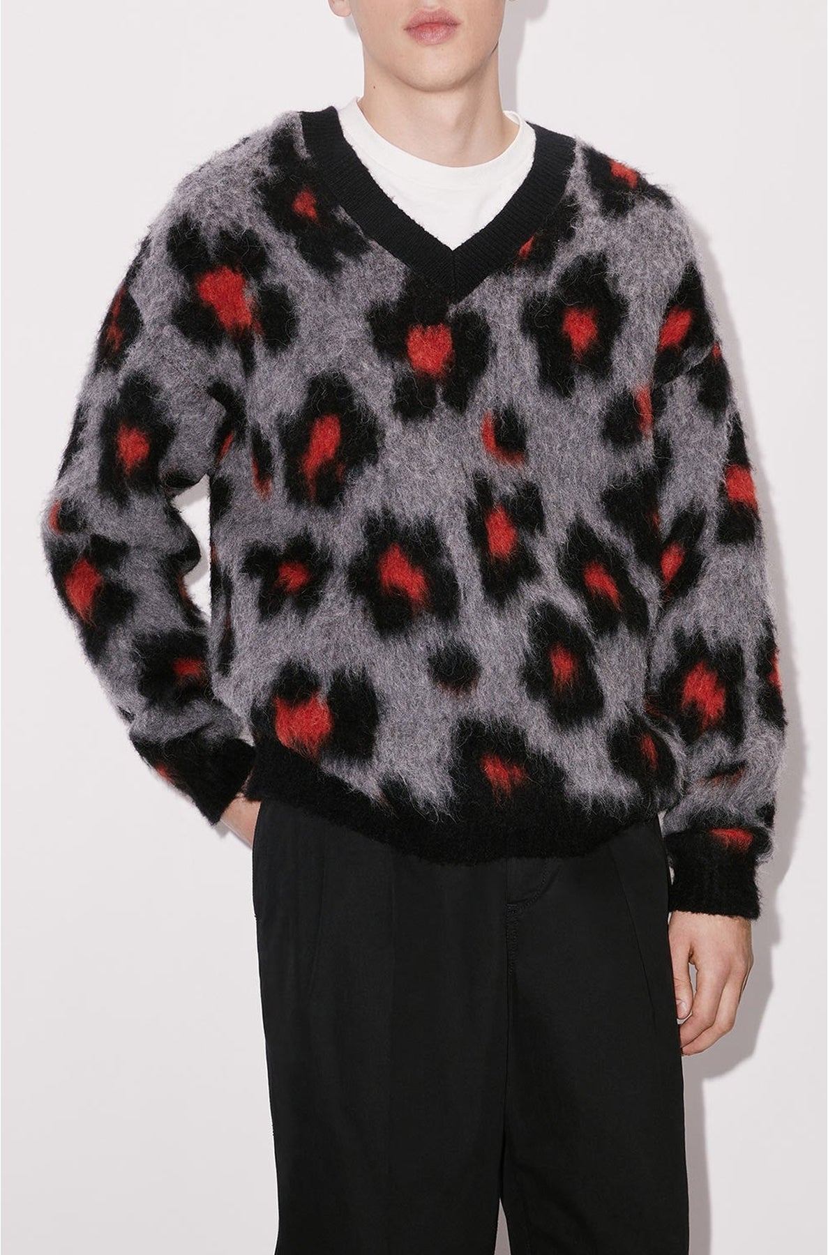 Pull "Hana Leopard" en laine alpaga - Middle Grey