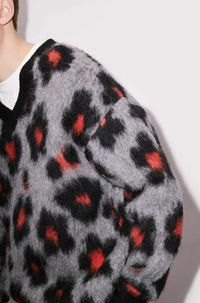 Pull "Hana Leopard" en laine alpaga - Middle Grey