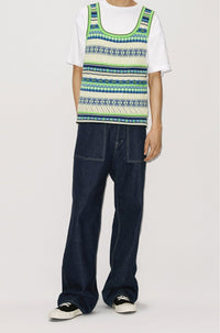 Pull sans manches Fairisle jacquard - Midnight Blue