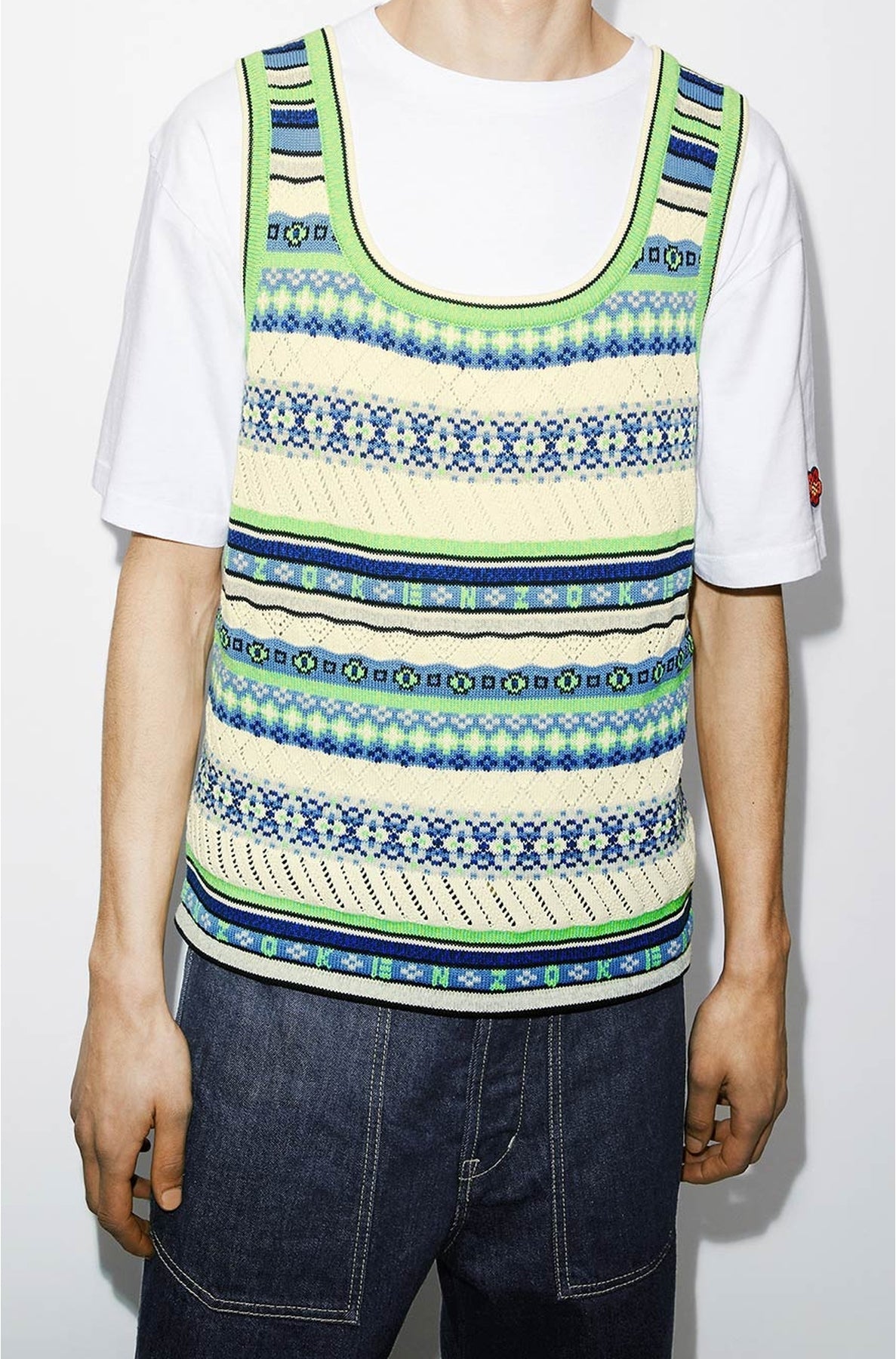 Pull sans manches Fairisle jacquard - Midnight Blue