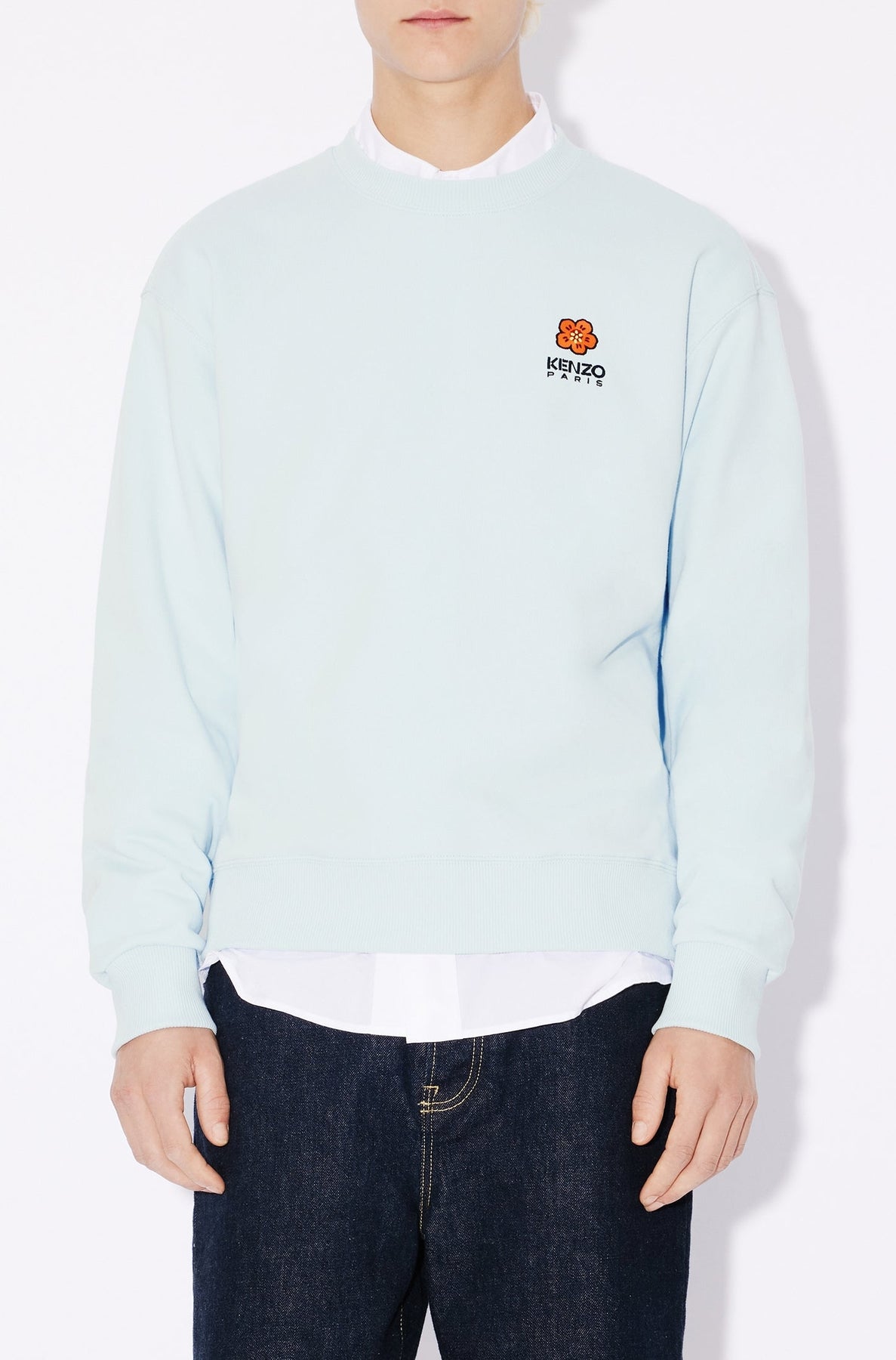 Classic embroidered sweatshirt 'Boke Flower' - Light Blue