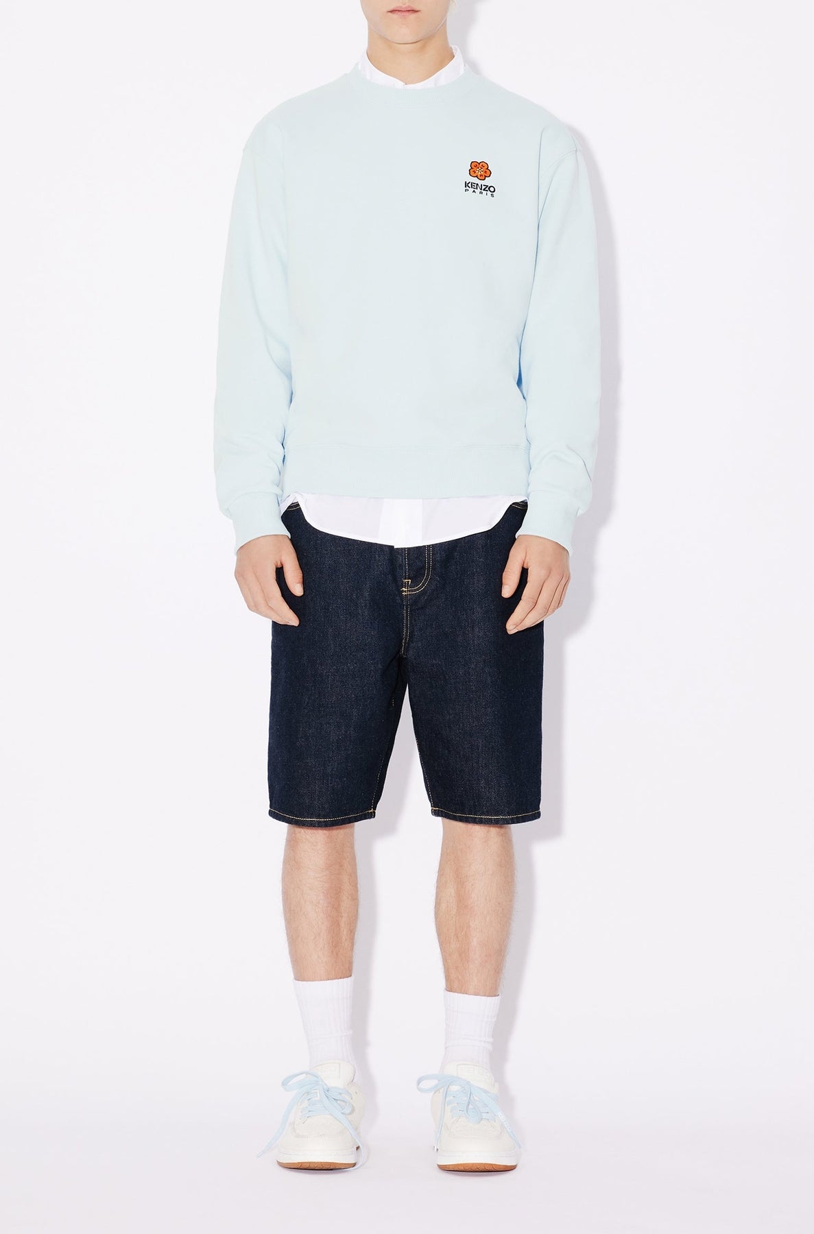 Classic embroidered sweatshirt 'Boke Flower' - Light Blue