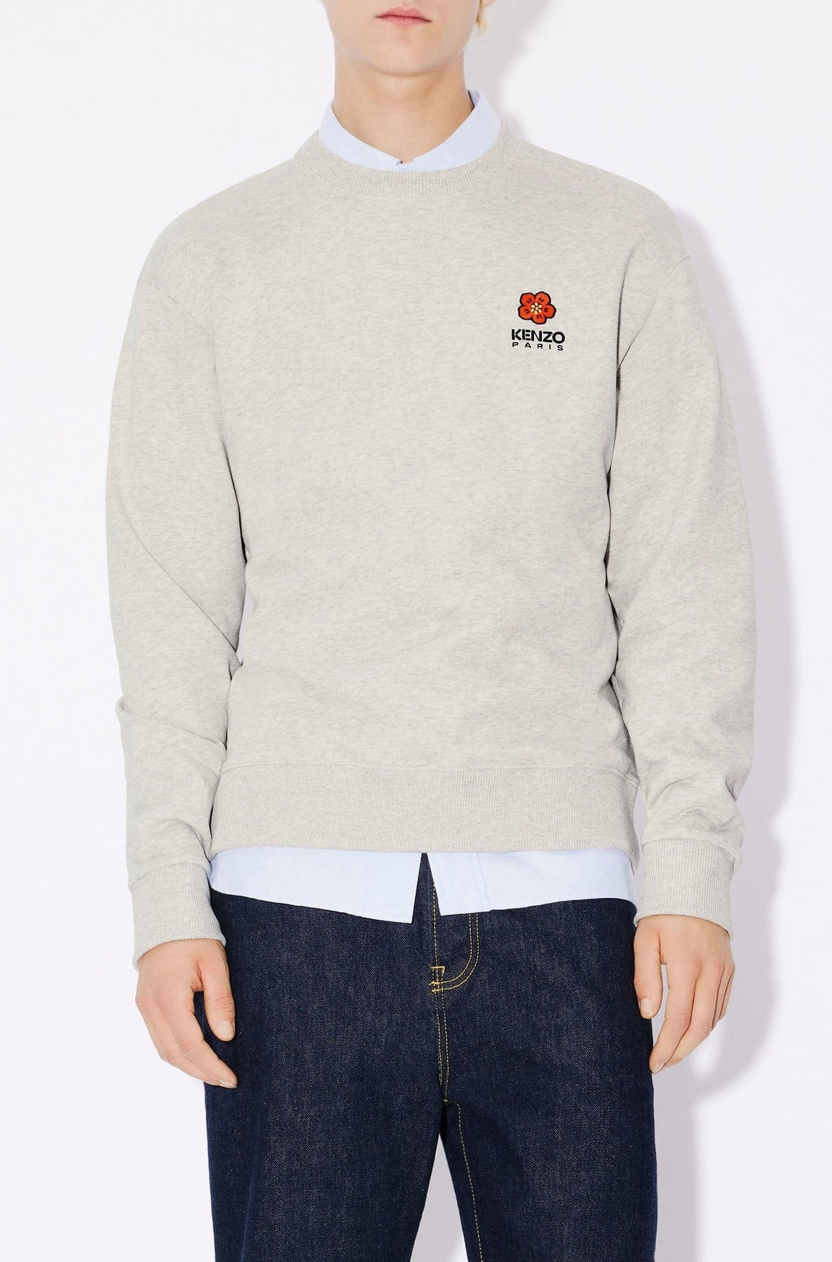 Sweatshirt classique brodé Boke Flower - Pale Grey