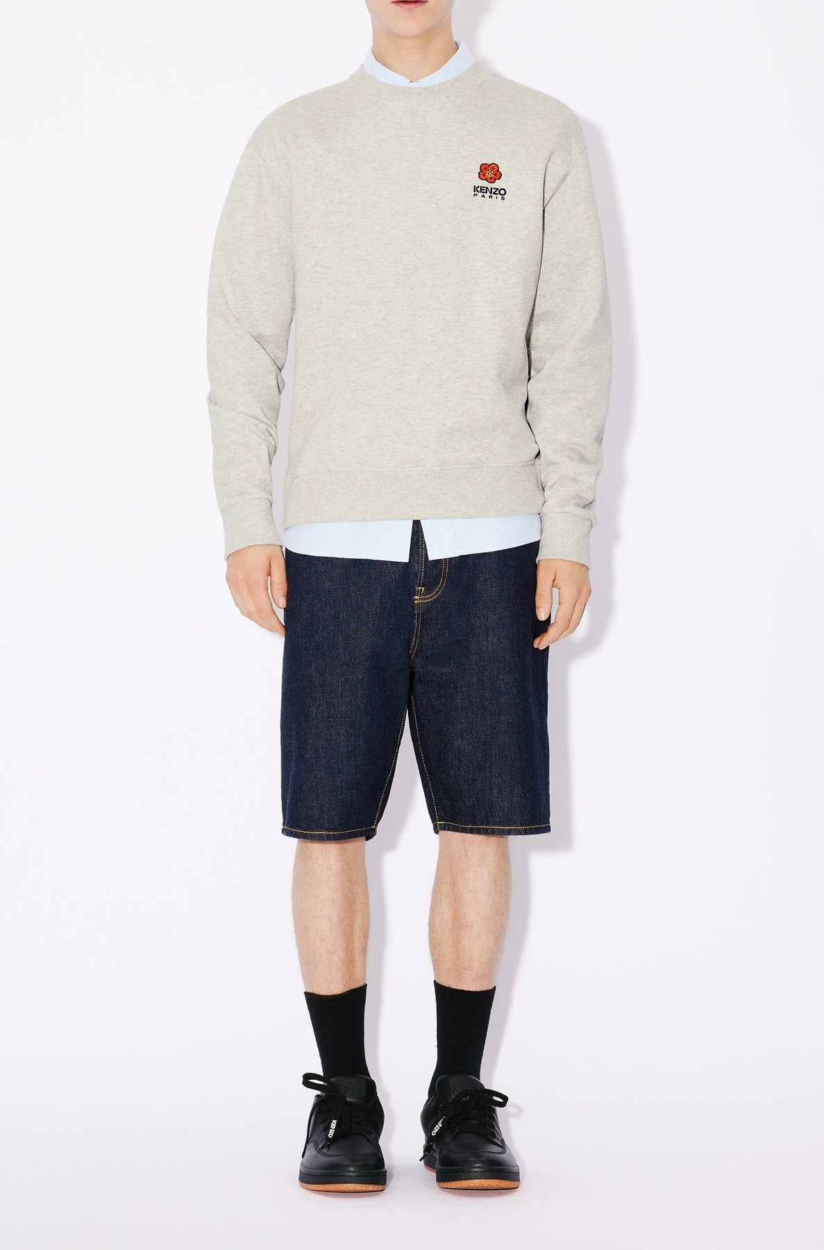 Sweatshirt classique brodé Boke Flower - Pale Grey