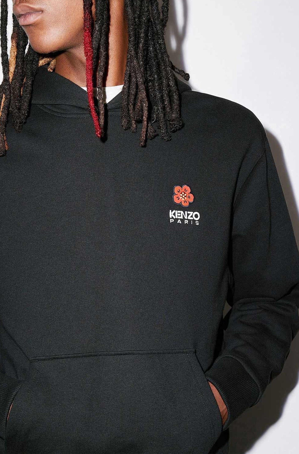 Sweatshirt à capuche brodé Boke Flower - Black