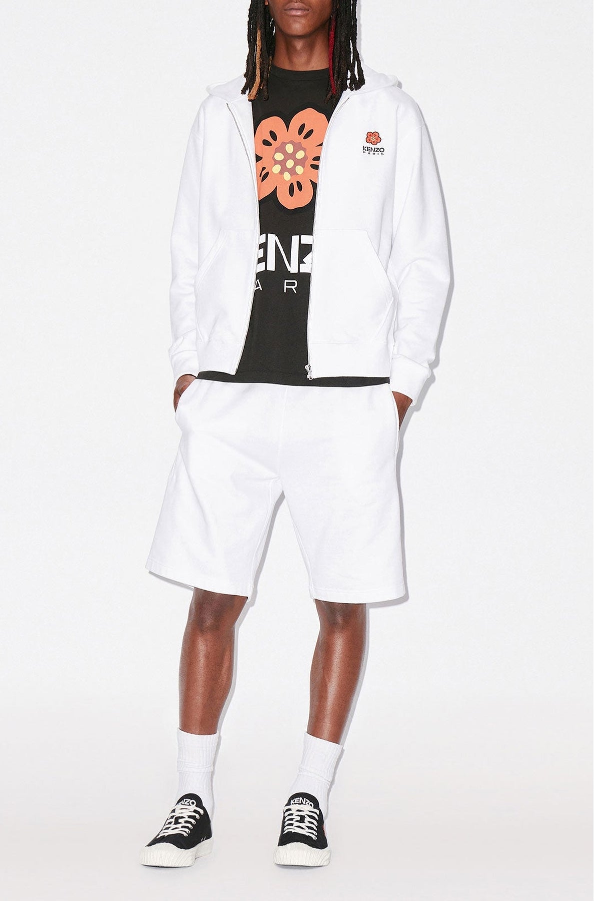 Classic 'Boke Flower' embroidered hoodie - White