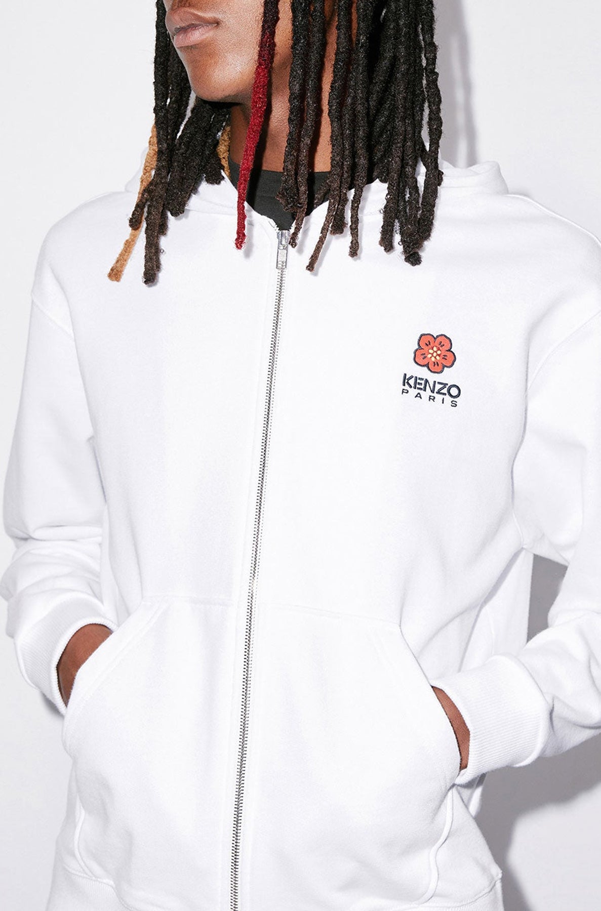 Classic 'Boke Flower' embroidered hoodie - White