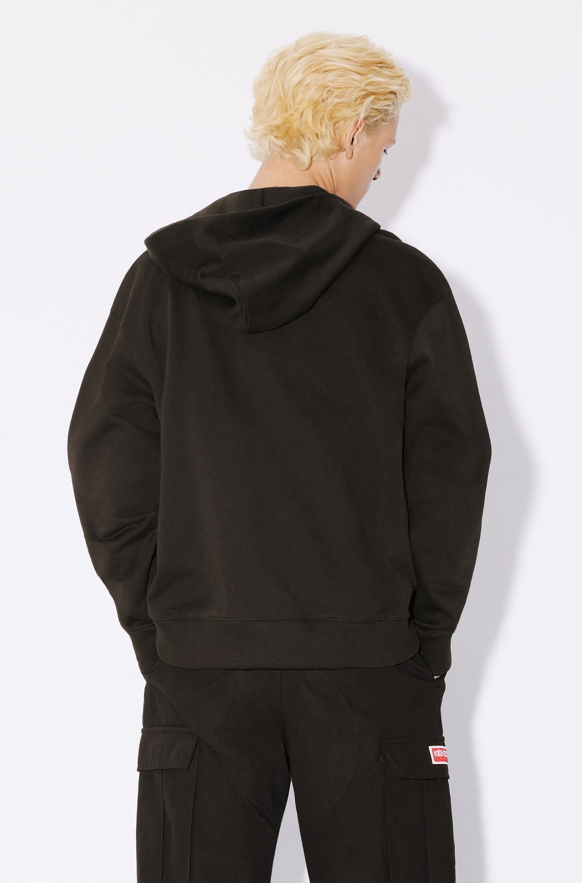 Sweatshirt à capuche classique brodé Boke Flower - Black