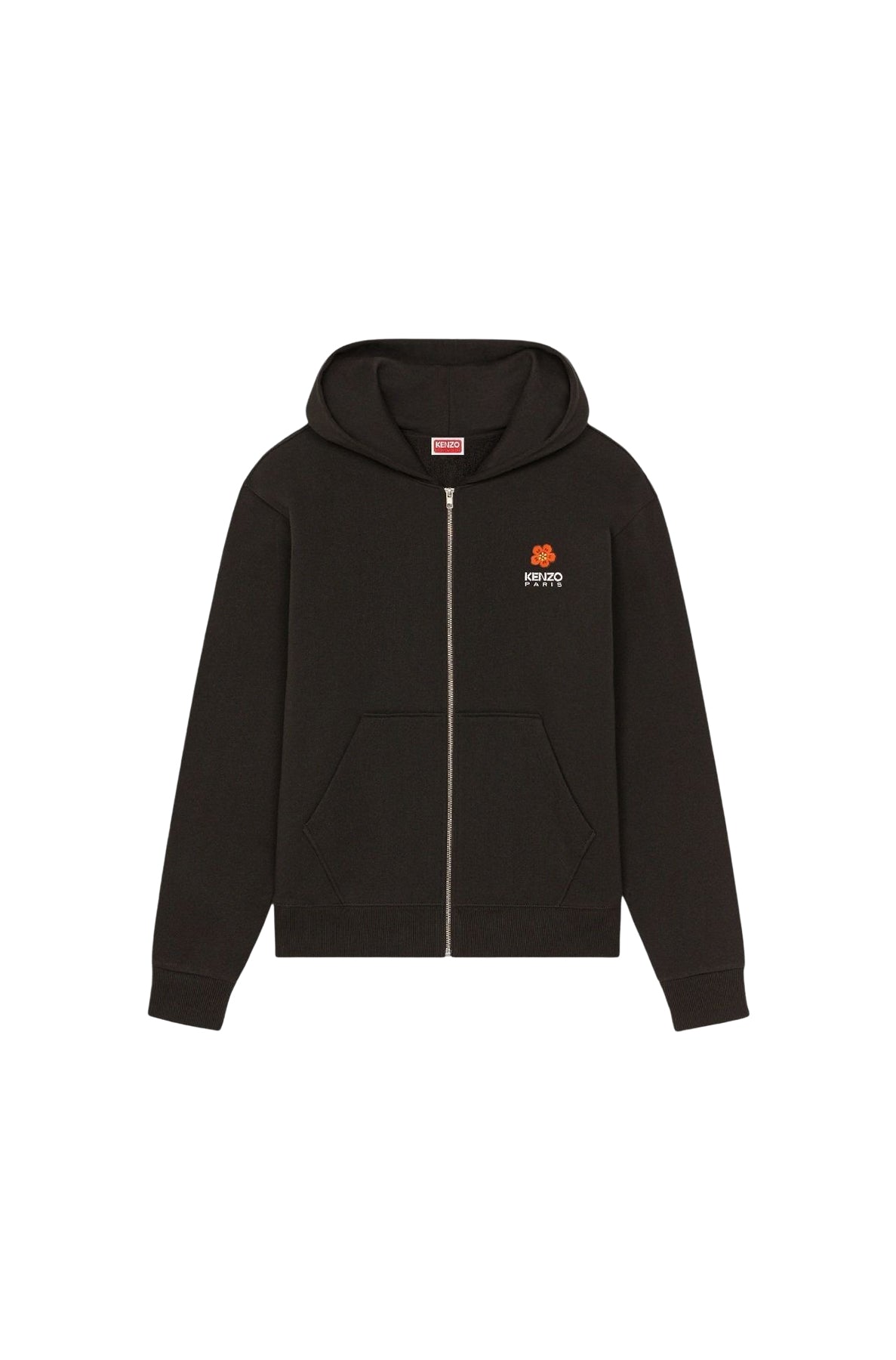 Sweatshirt à capuche classique brodé Boke Flower - Black
