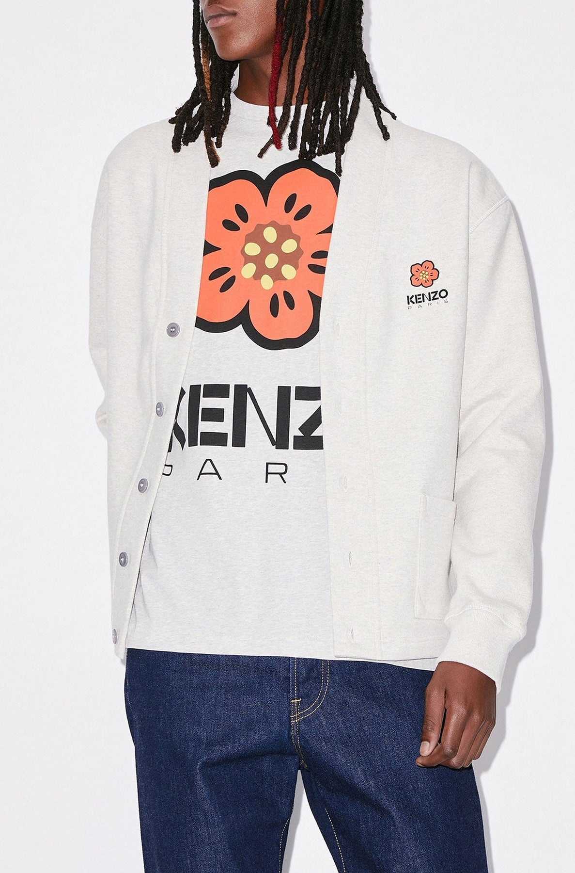 Cardigan Boke Flower - Pale Grey