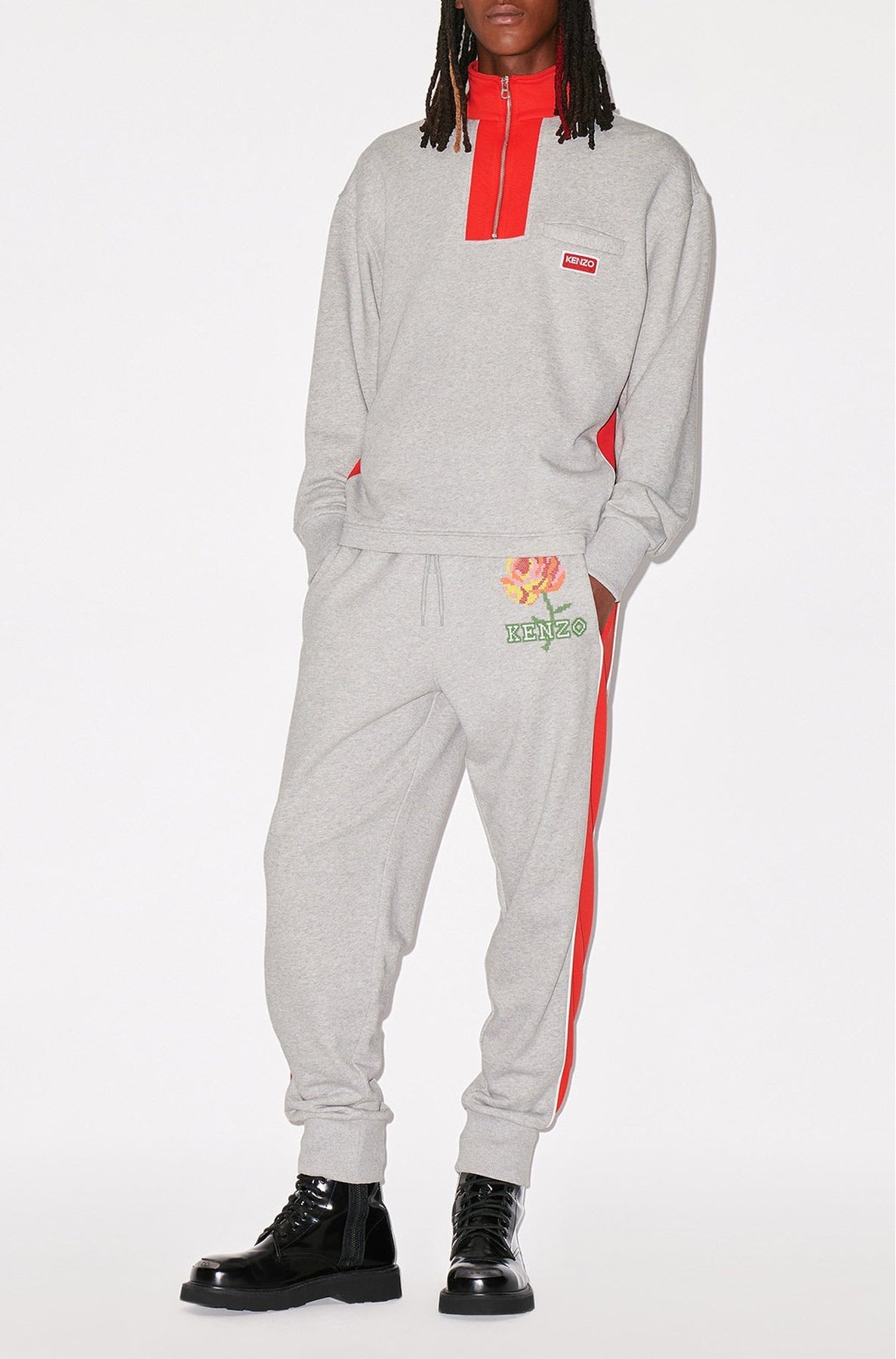 Sweatshirt "Pixel Rose" - Pearl Grey