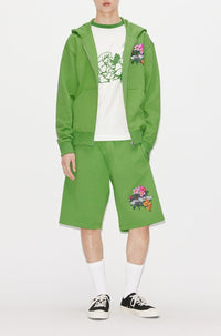 Sweatshirt zippé "Aloha Flower Tattoo" - Grass Green
