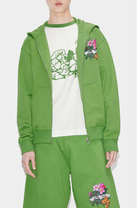 Sweatshirt zippé "Aloha Flower Tattoo" - Grass Green