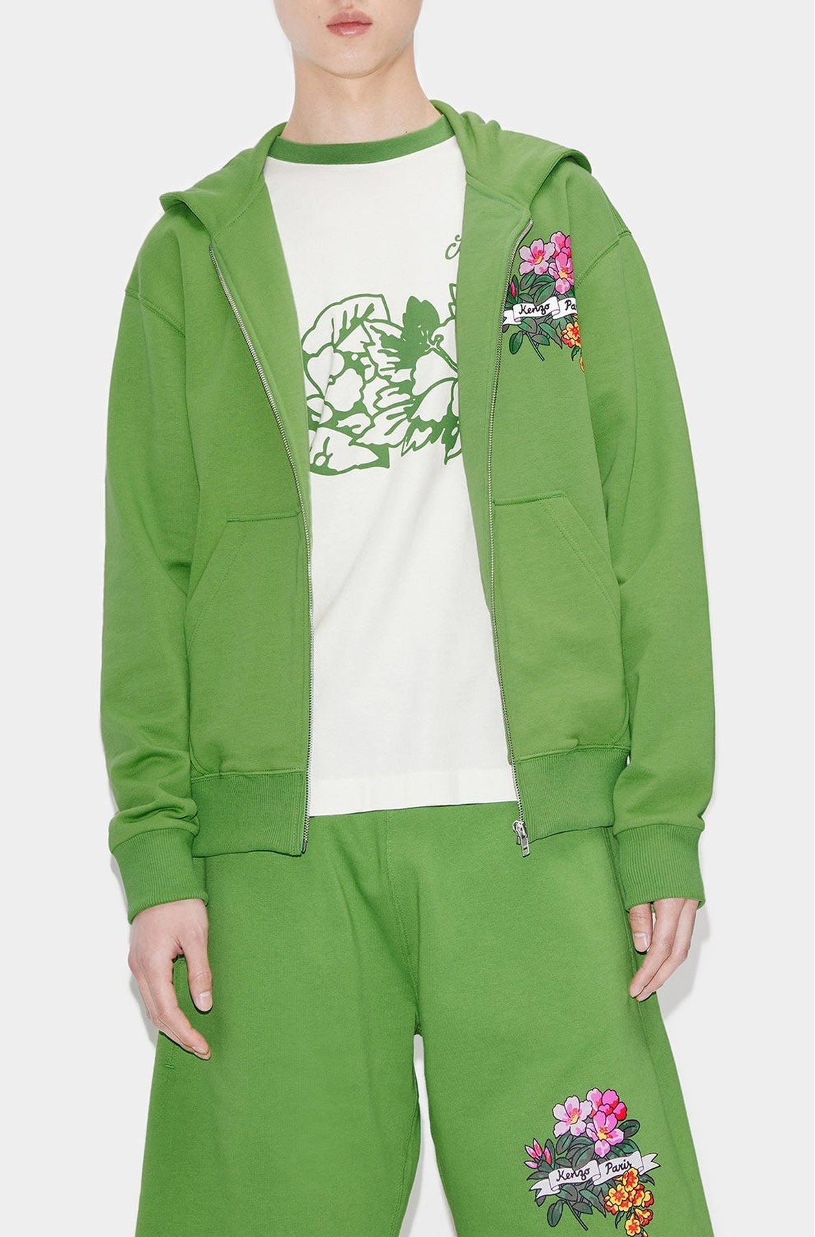 Sweatshirt zippé "Aloha Flower Tattoo" - Grass Green