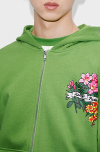Sweatshirt zippé "Aloha Flower Tattoo" - Grass Green