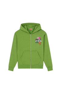 Sweatshirt zippé "Aloha Flower Tattoo" - Grass Green