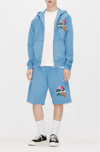 Sweatshirt zippé "Aloha Flower Tattoo" - Cyan