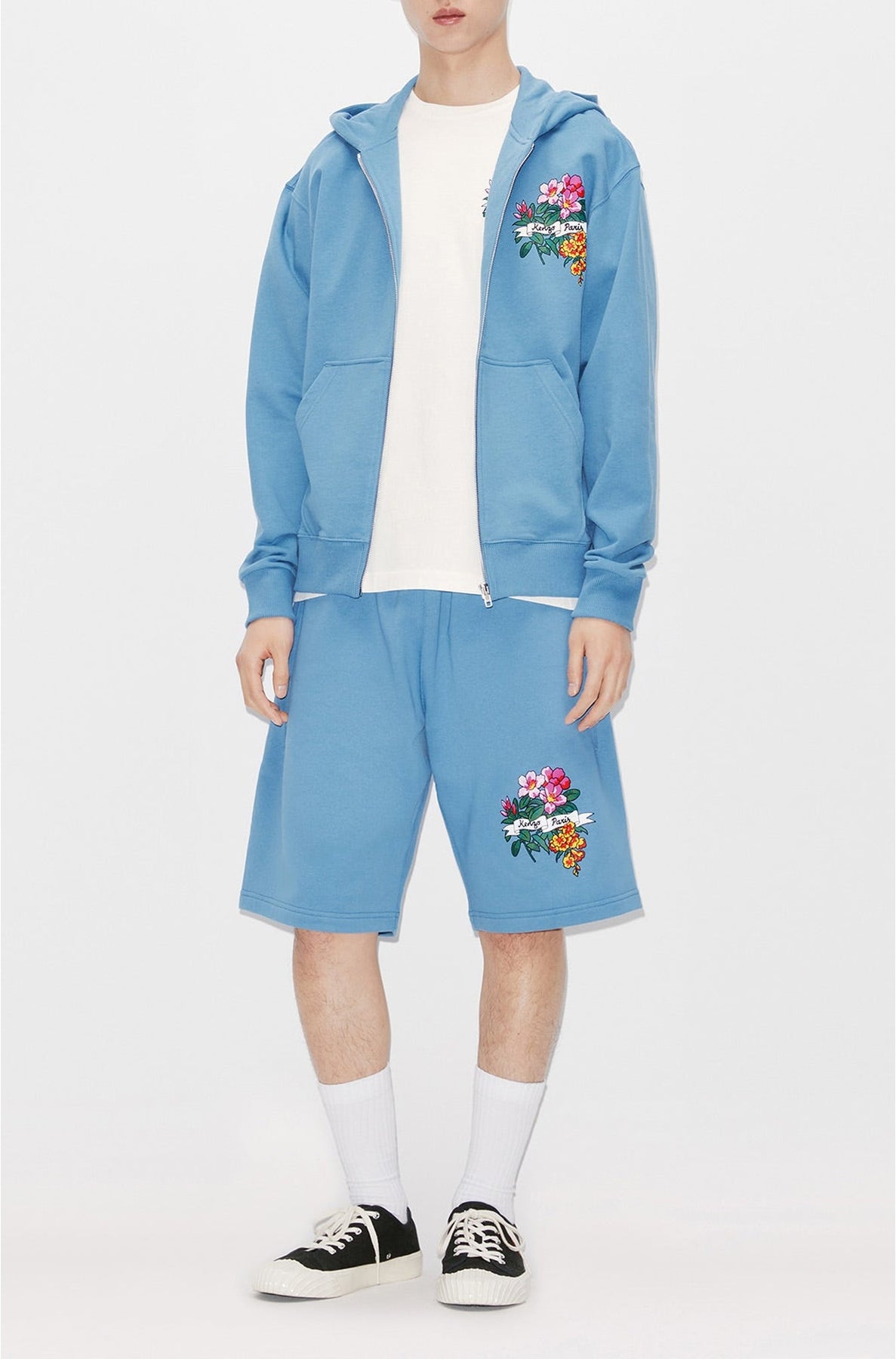 Sweatshirt zippé "Aloha Flower Tattoo" - Cyan