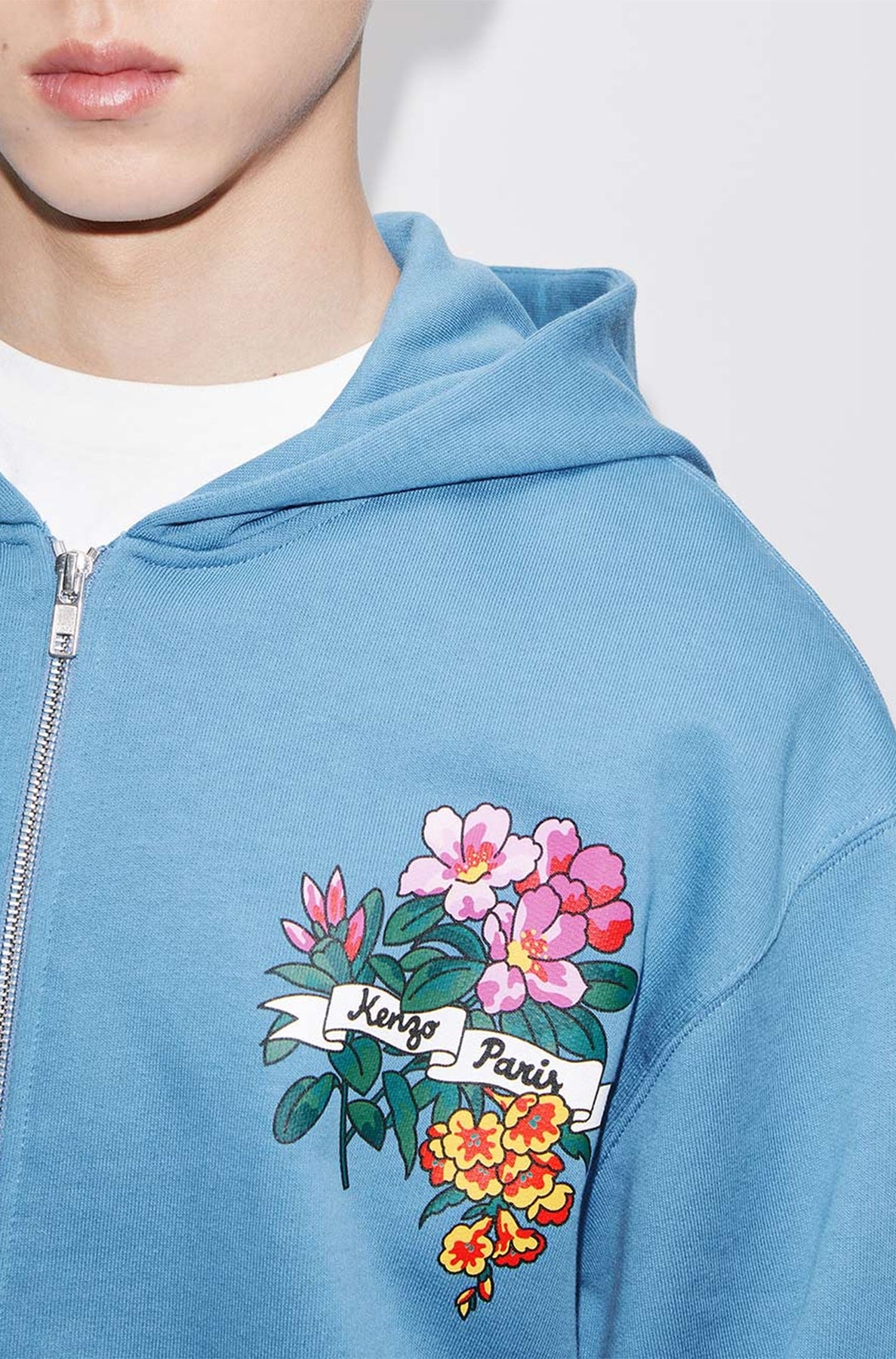 Sweatshirt zippé "Aloha Flower Tattoo" - Cyan