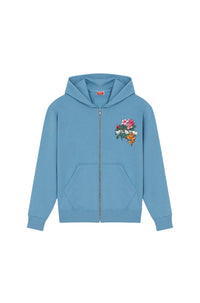 Sweatshirt zippé "Aloha Flower Tattoo" - Cyan