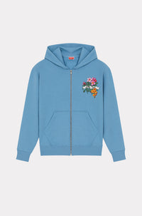 Sweatshirt zippé "Aloha Flower Tattoo" - Cyan