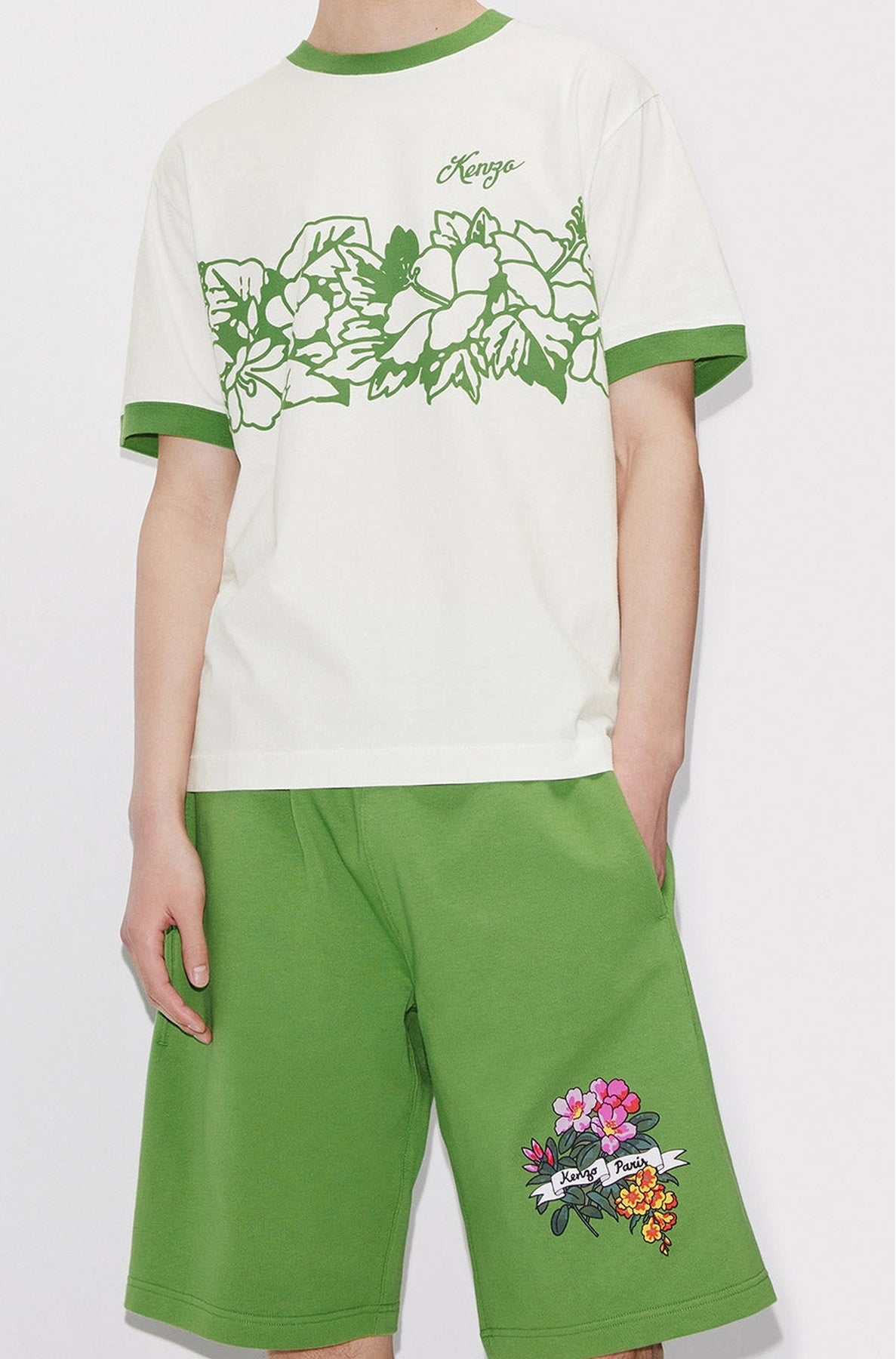 T-shirt slim Aloha Flower Tattoo - Grass Green