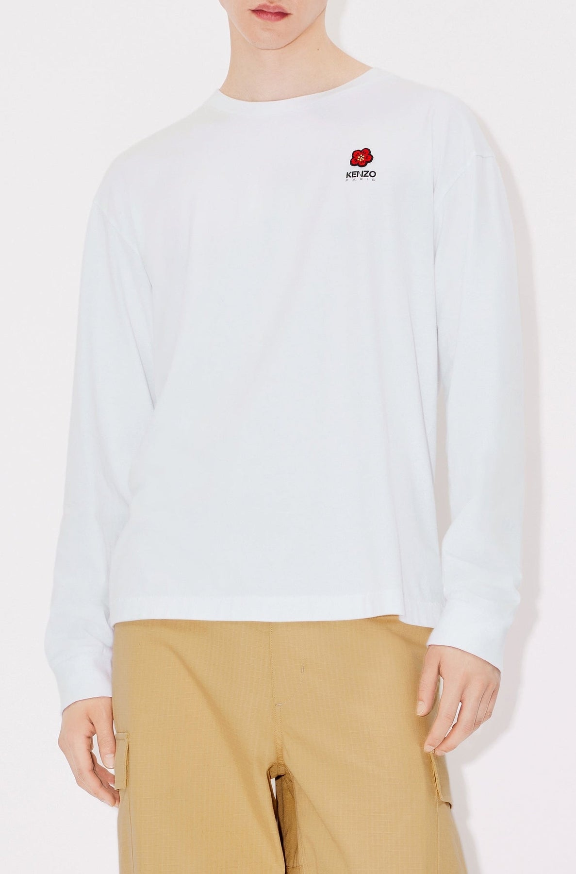 T-shirt à manches longues brodé Boke Flower - White