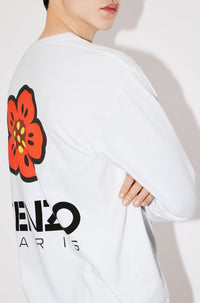 T-shirt à manches longues brodé Boke Flower - White