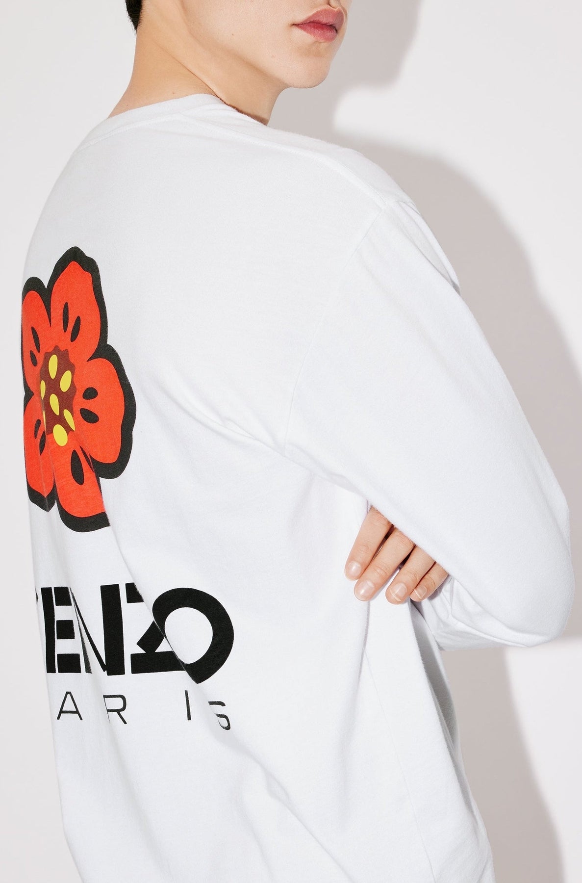 T-shirt à manches longues brodé Boke Flower - White