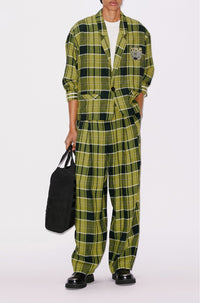 Veste workwear à carreaux "Boke Boy" en lin - Grass Green