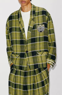 Veste workwear à carreaux "Boke Boy" en lin - Grass Green