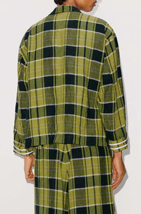Veste workwear à carreaux "Boke Boy" en lin - Grass Green